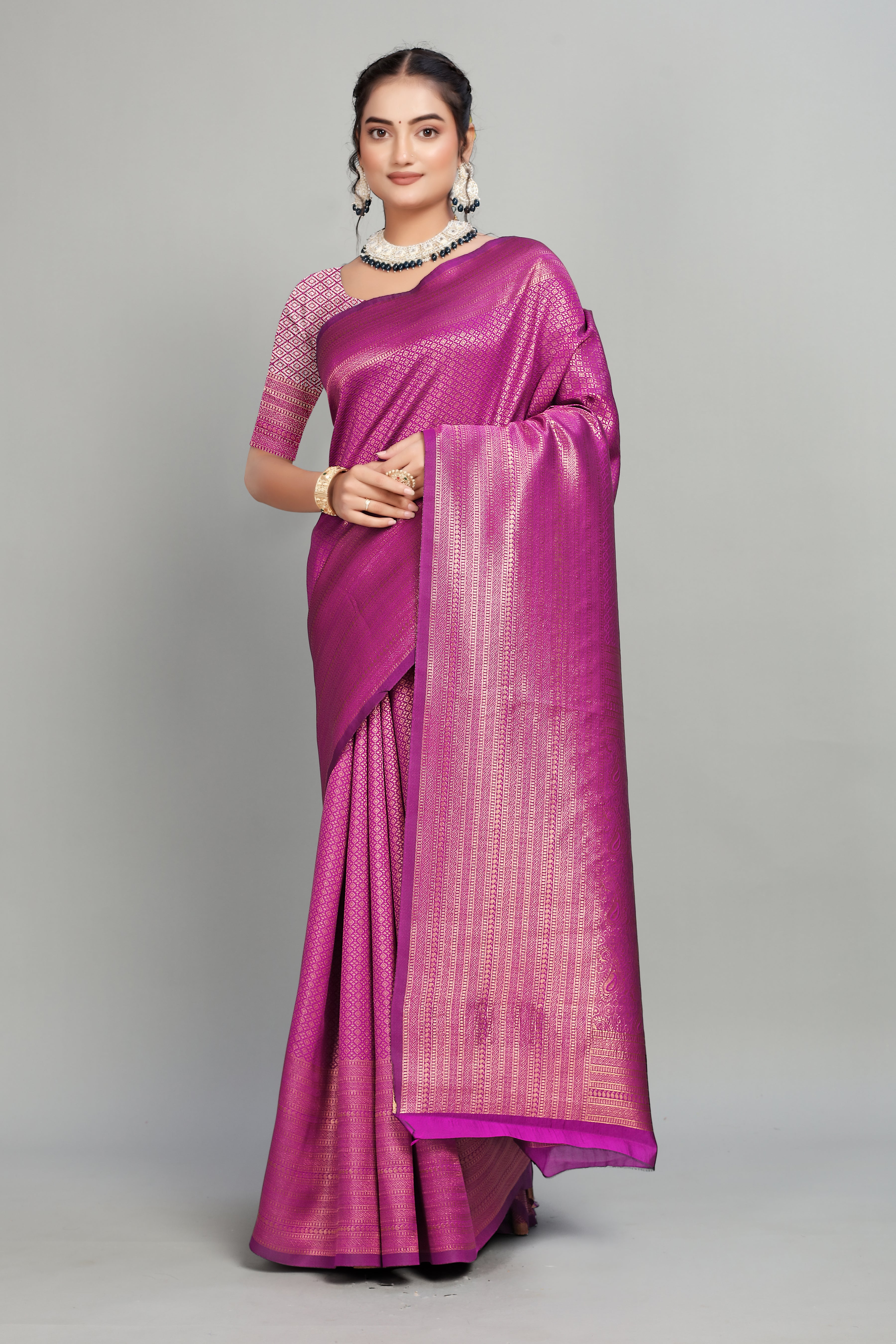 Purple Woven Banarasi Silk Saree