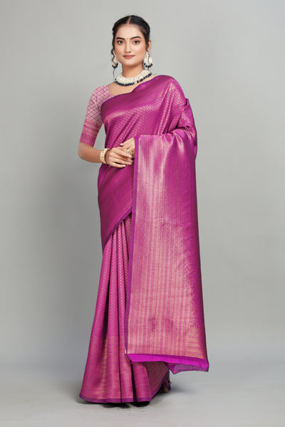 Purple Woven Banarasi Silk Saree