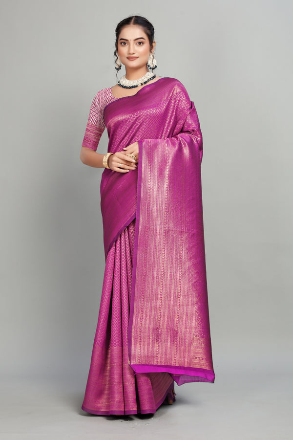 Purple Woven Banarasi Silk Saree