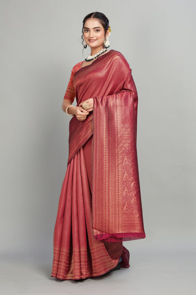 Maroon Woven Banarasi Silk Saree