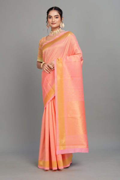 Pink Woven Banarasi Silk Saree