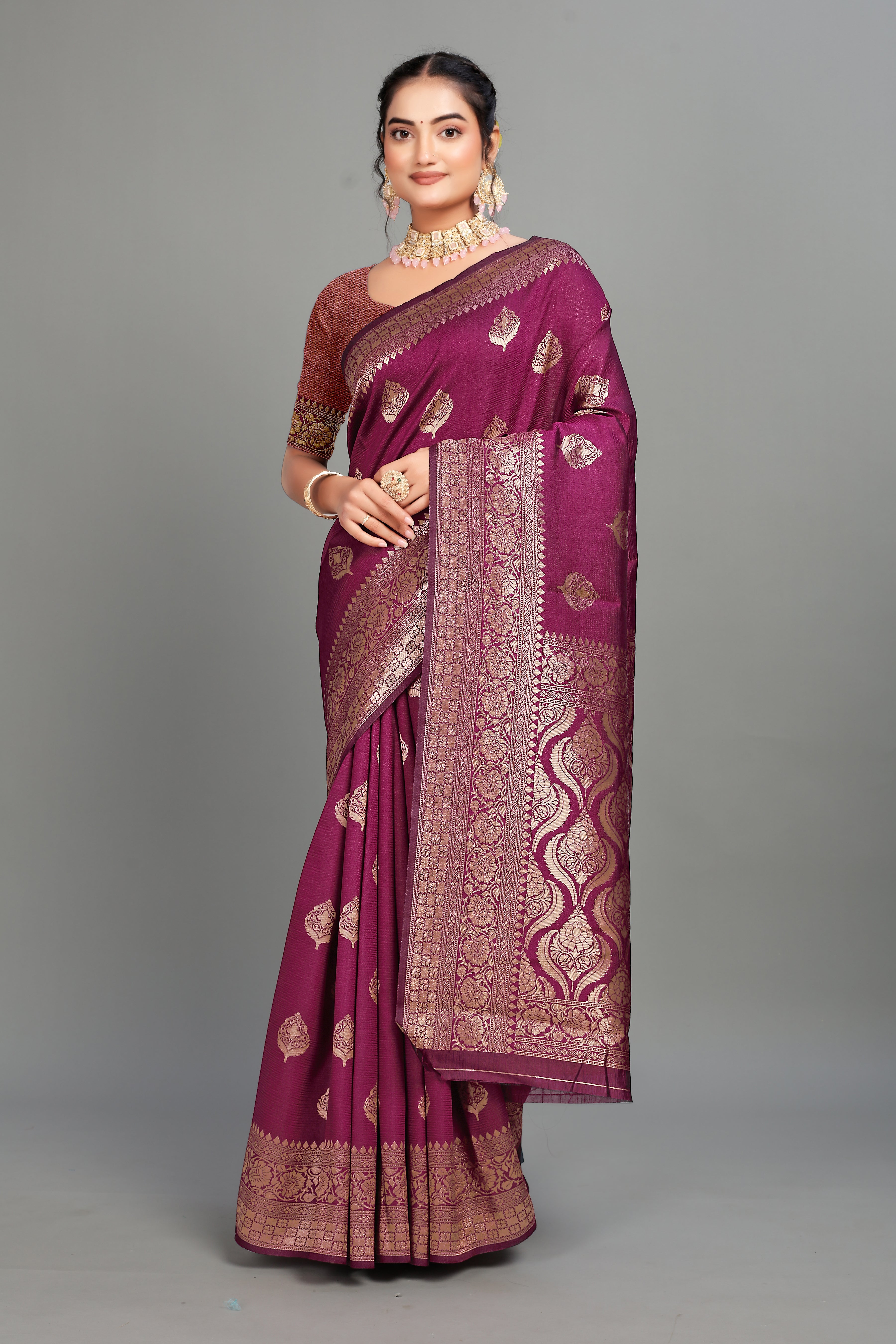 Purple Woven Silk Saree