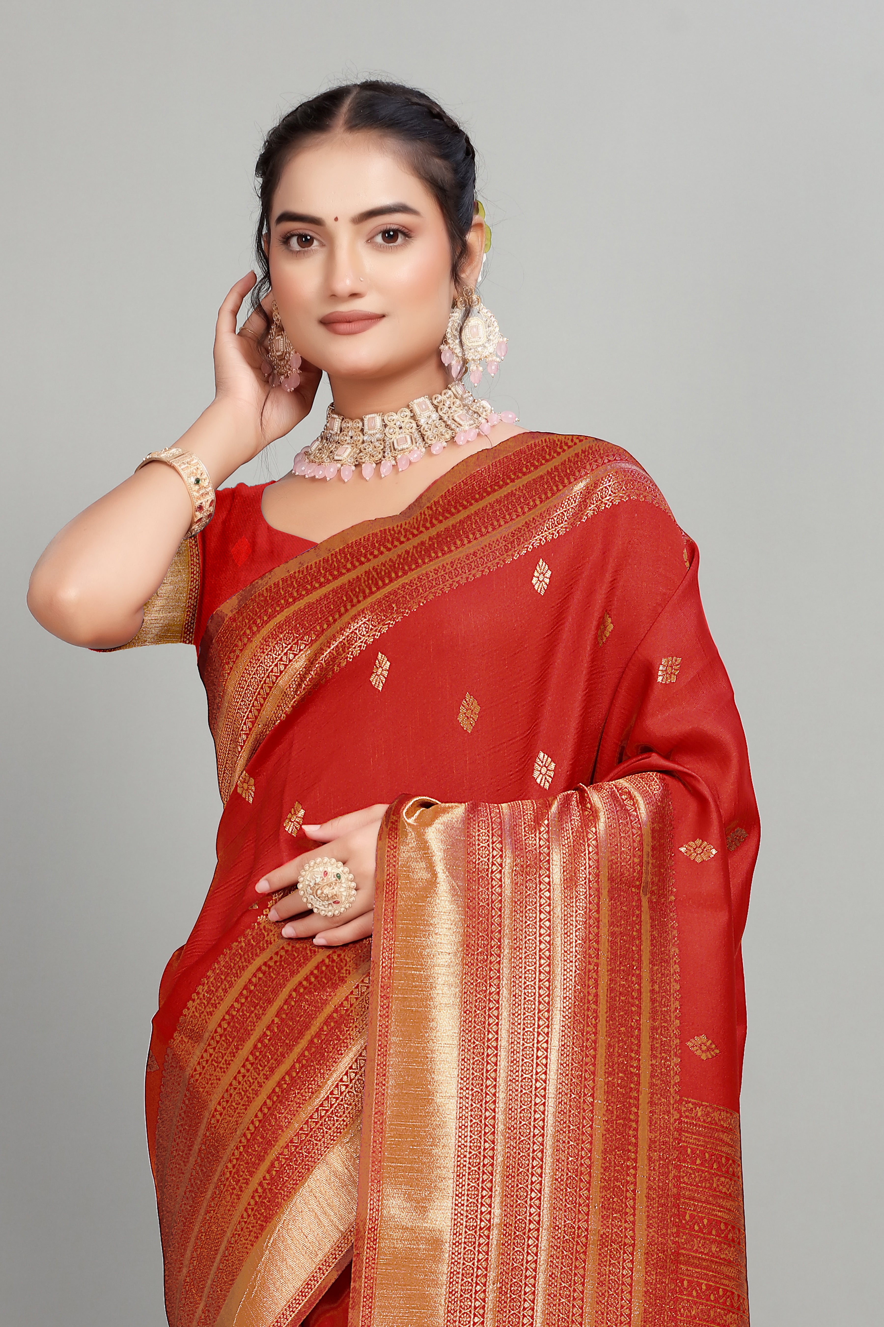 Red Woven Silk Saree