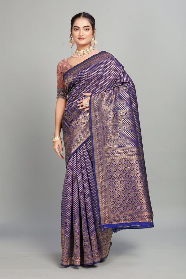 Purple Woven Banarasi Silk Saree