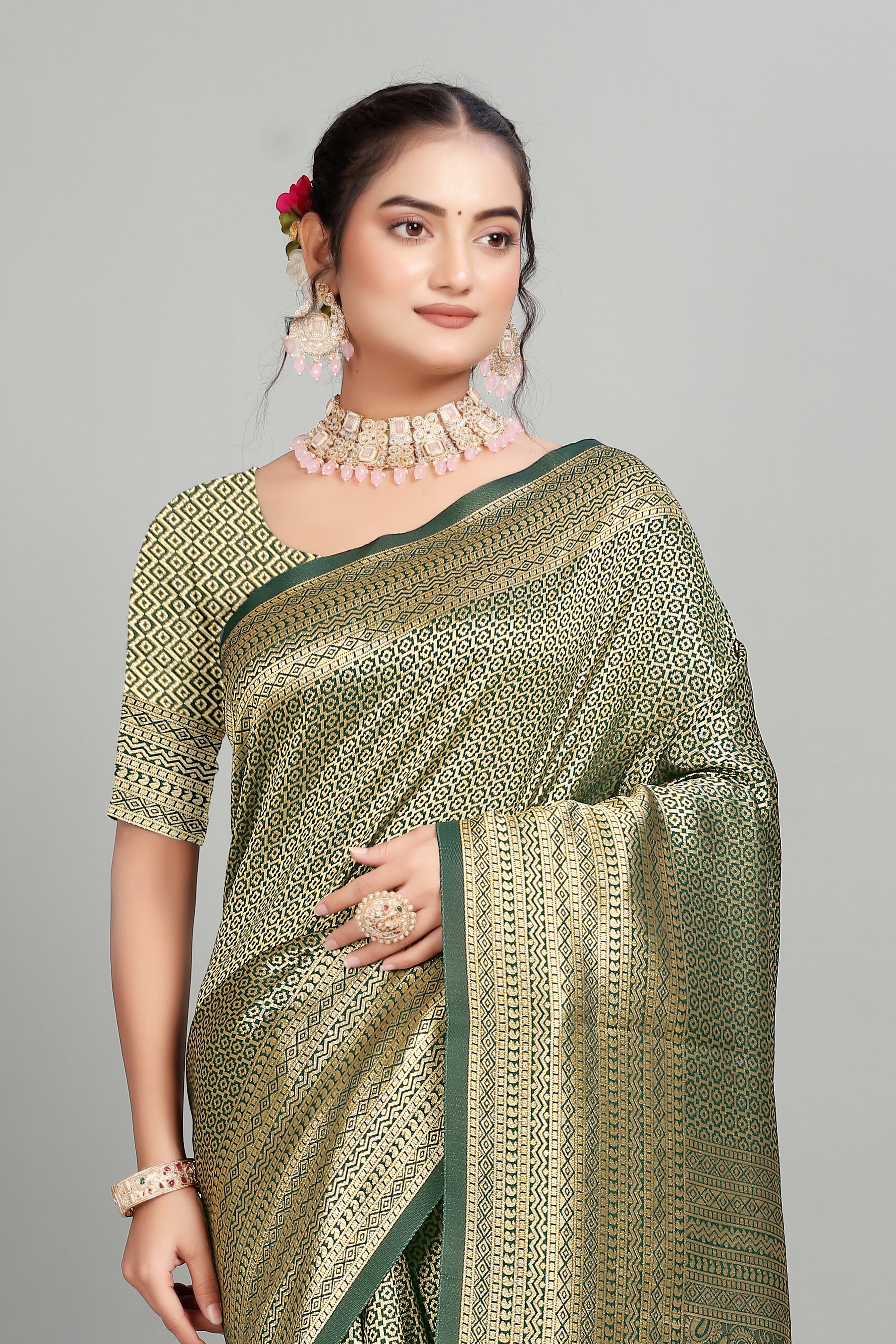 Green Woven Banarasi Silk Saree