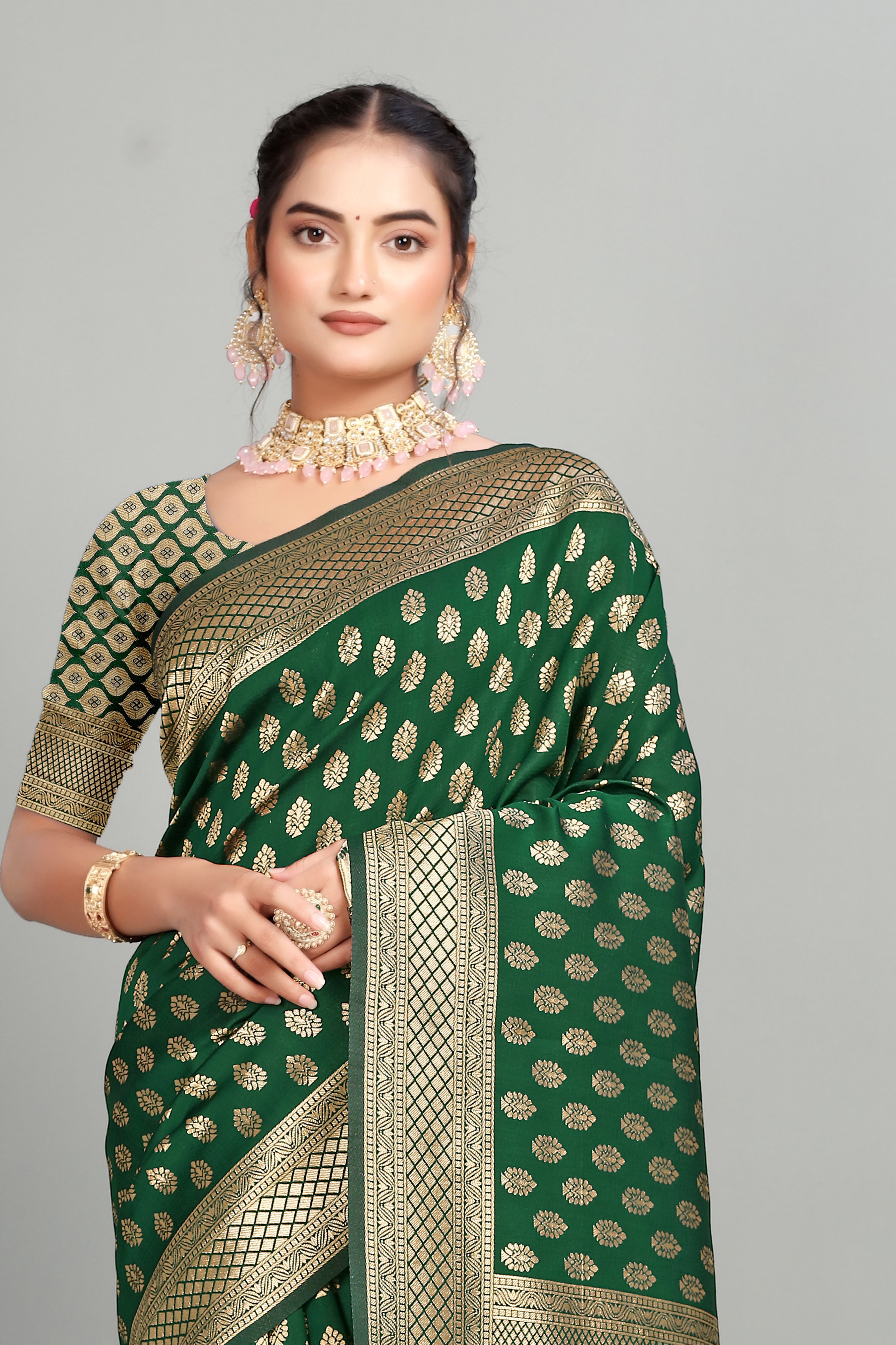 Green Woven Banarasi Silk Saree