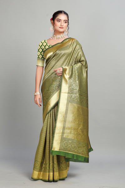 Green Woven Banarasi Silk Saree