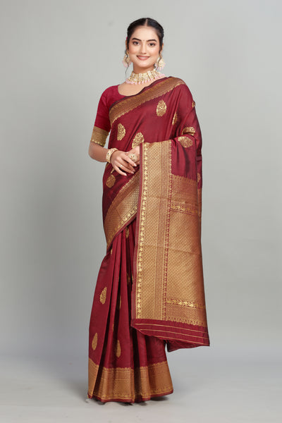 Red Woven Banarasi Silk Saree