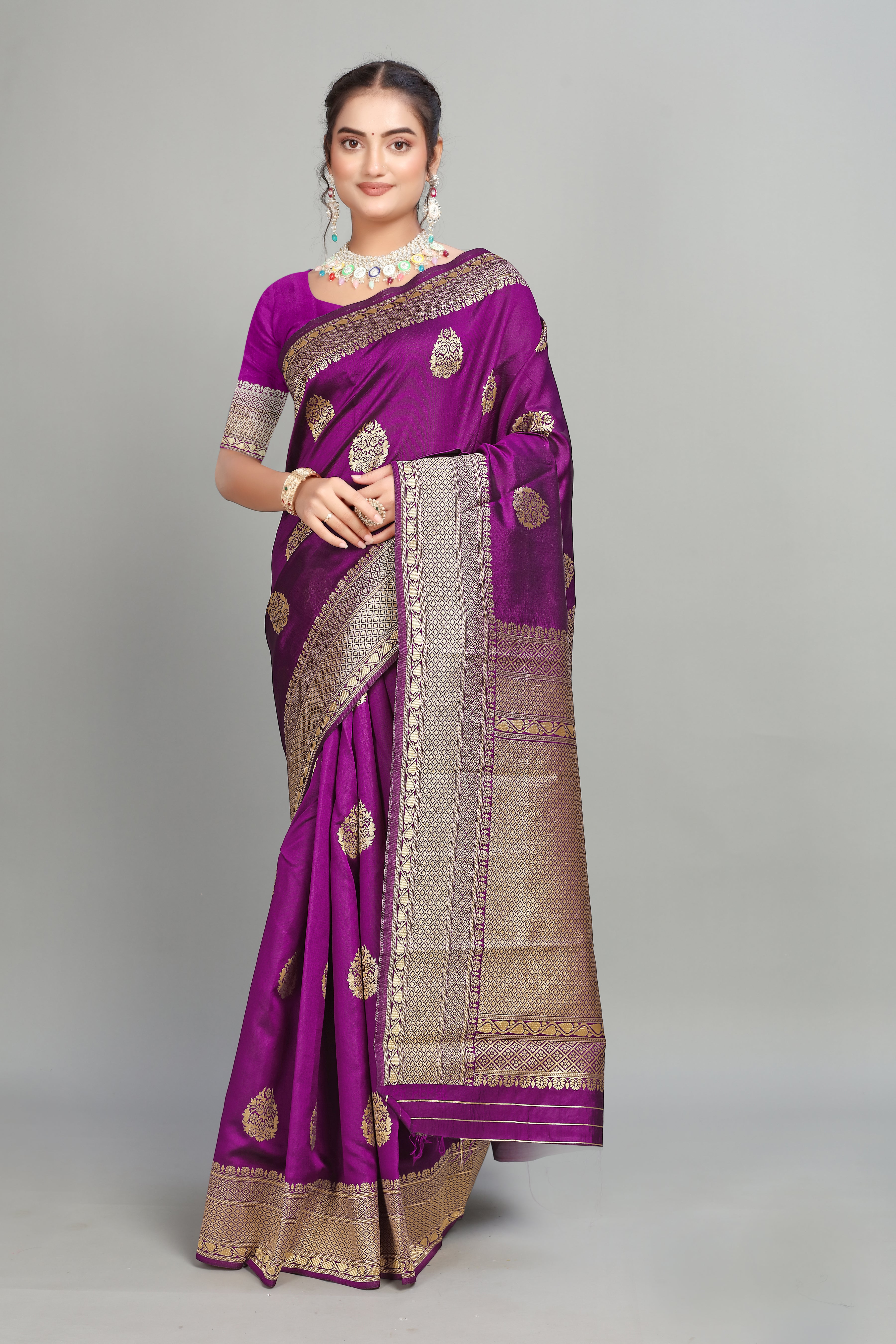 Purple Woven Banarasi Silk Saree
