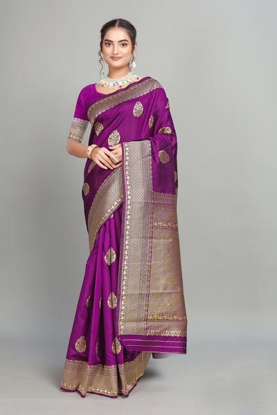 Purple Woven Banarasi Silk Saree