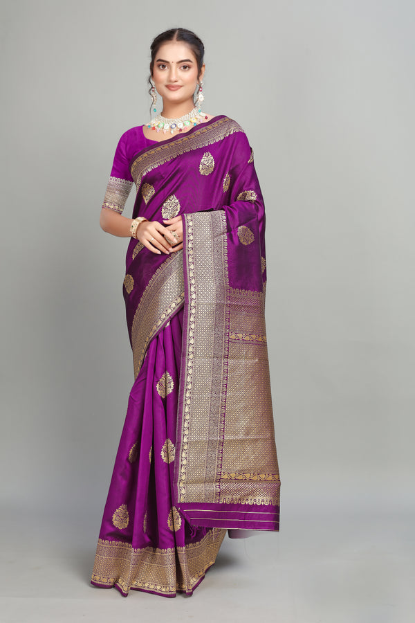 Purple Woven Banarasi Silk Saree