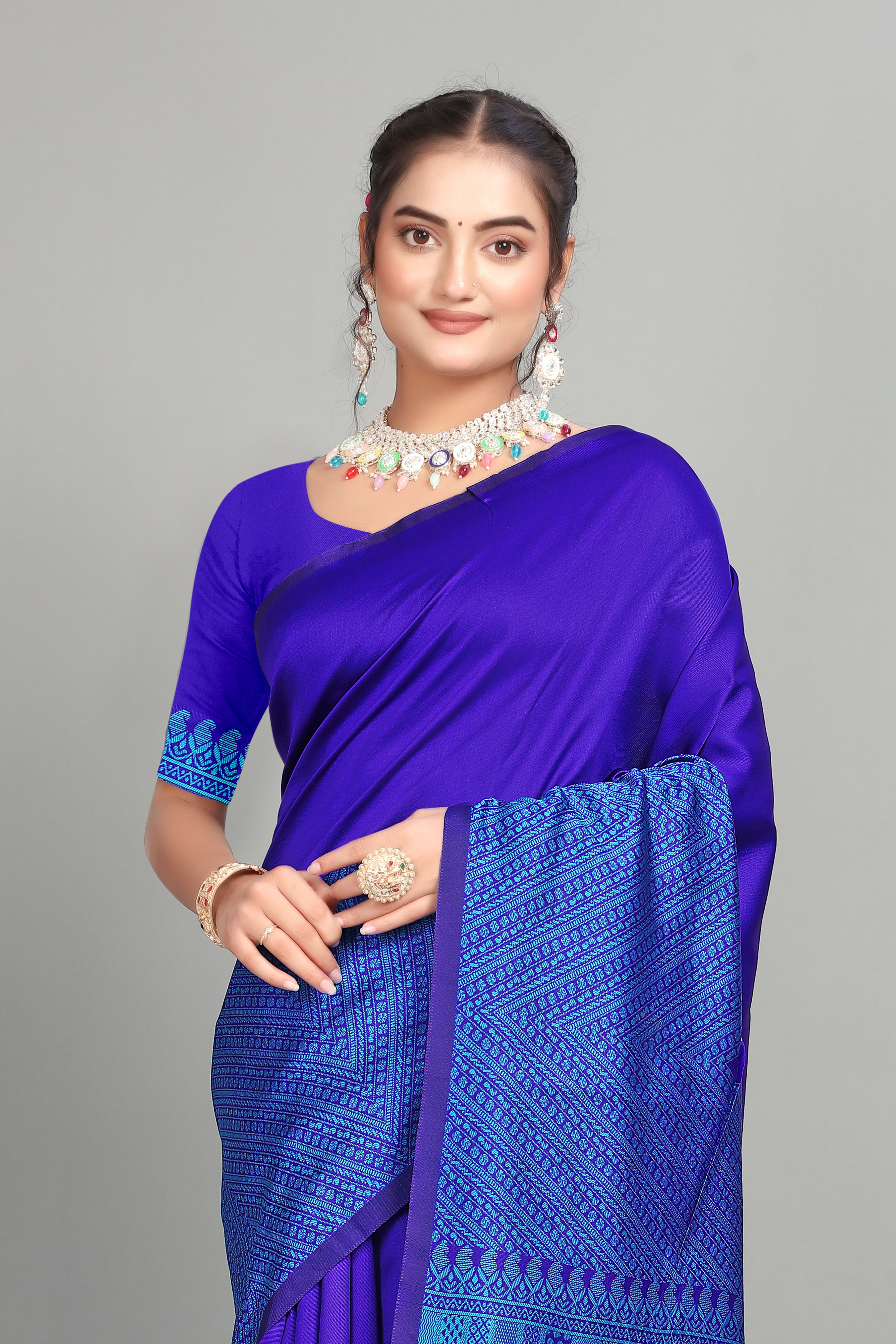 Royal Blue Woven Silk Saree