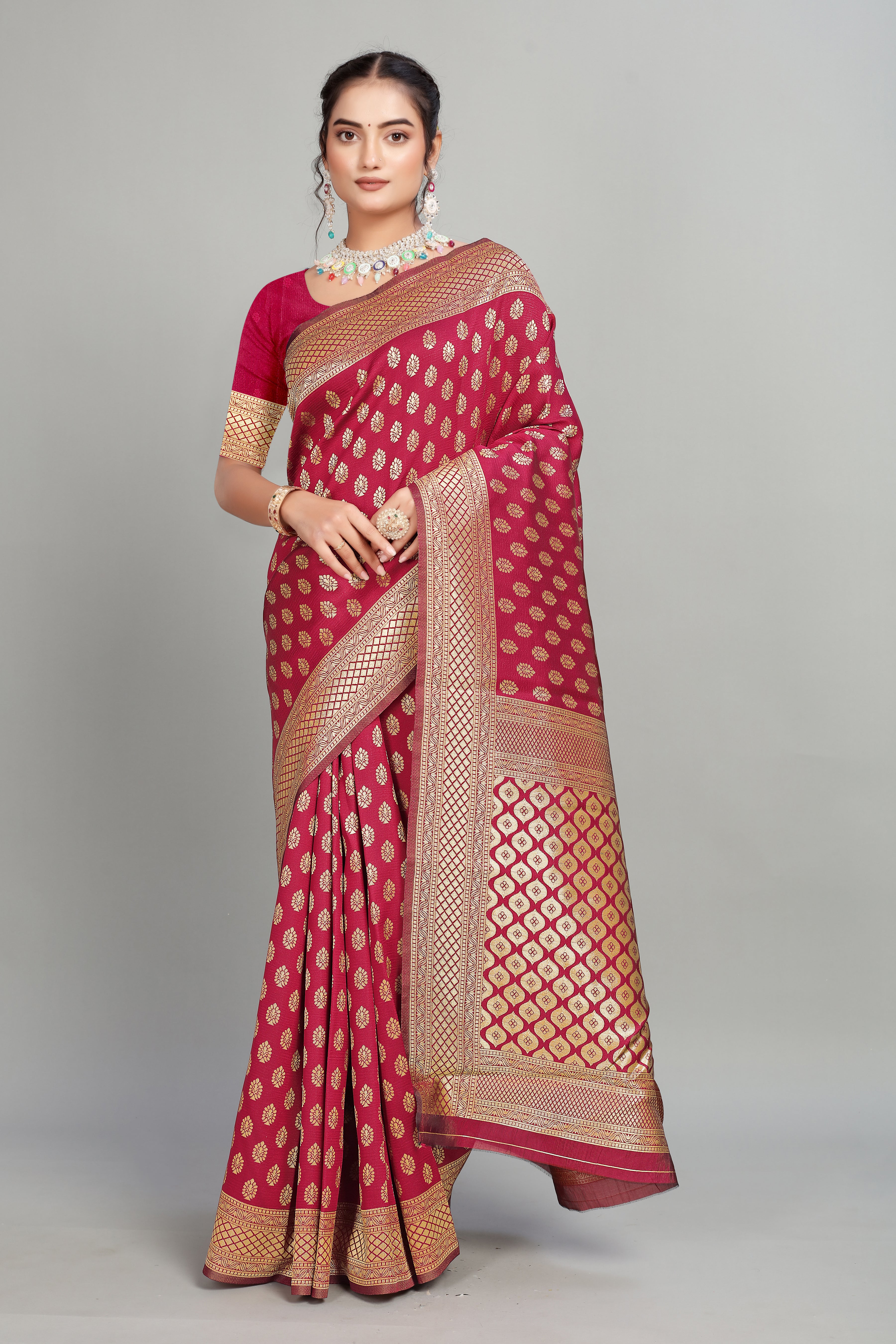 Maroon Woven Banarasi Silk Saree