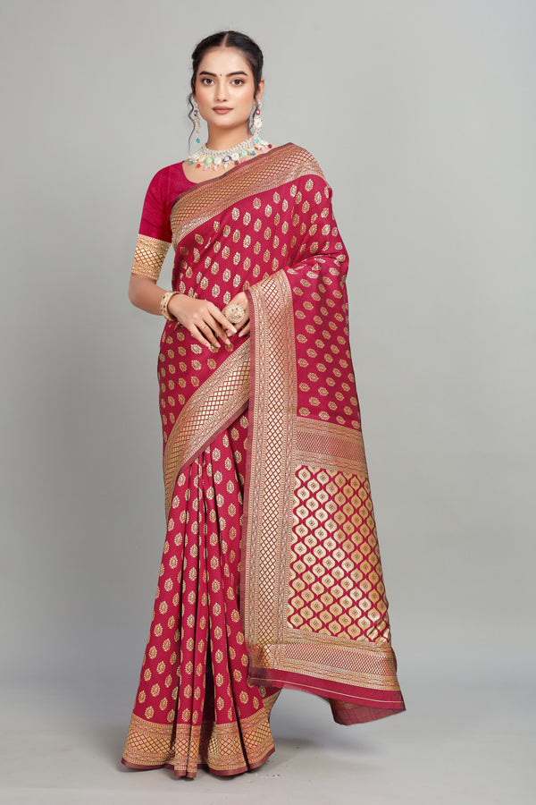 Maroon Woven Banarasi Silk Saree