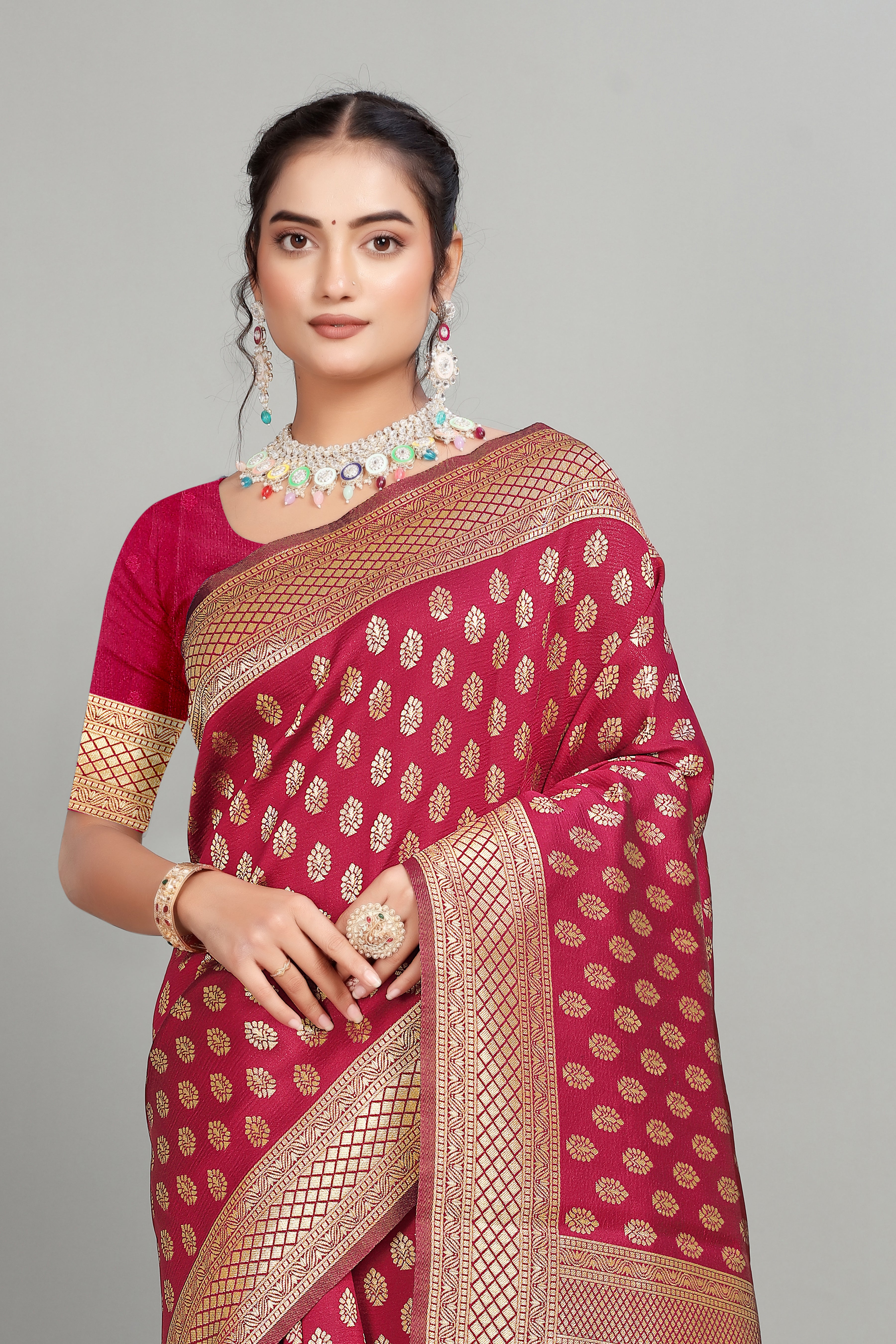 Maroon Woven Banarasi Silk Saree