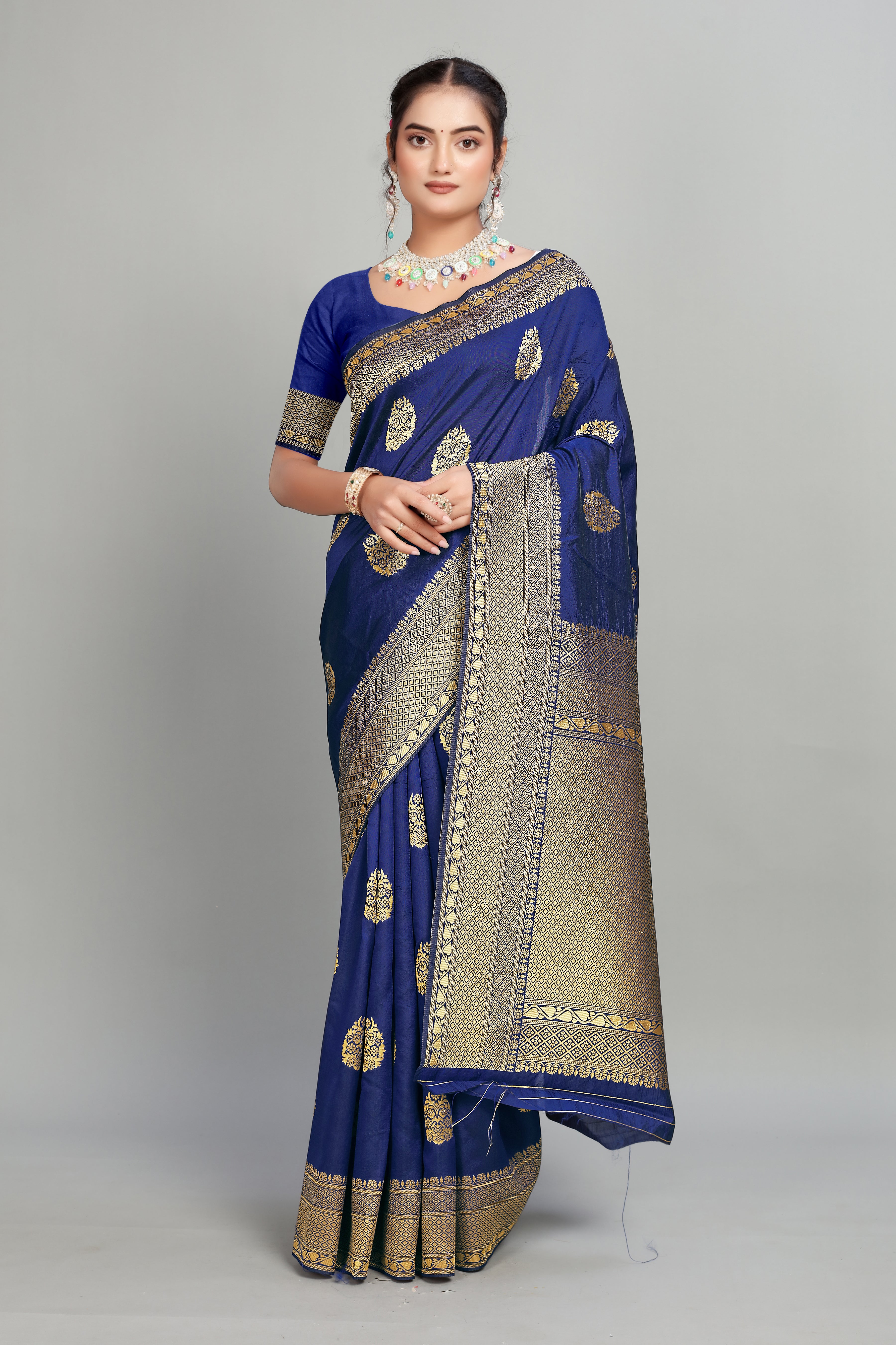 Blue Woven Banarasi Silk Saree