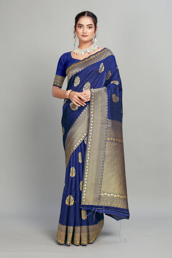 Blue Woven Banarasi Silk Saree