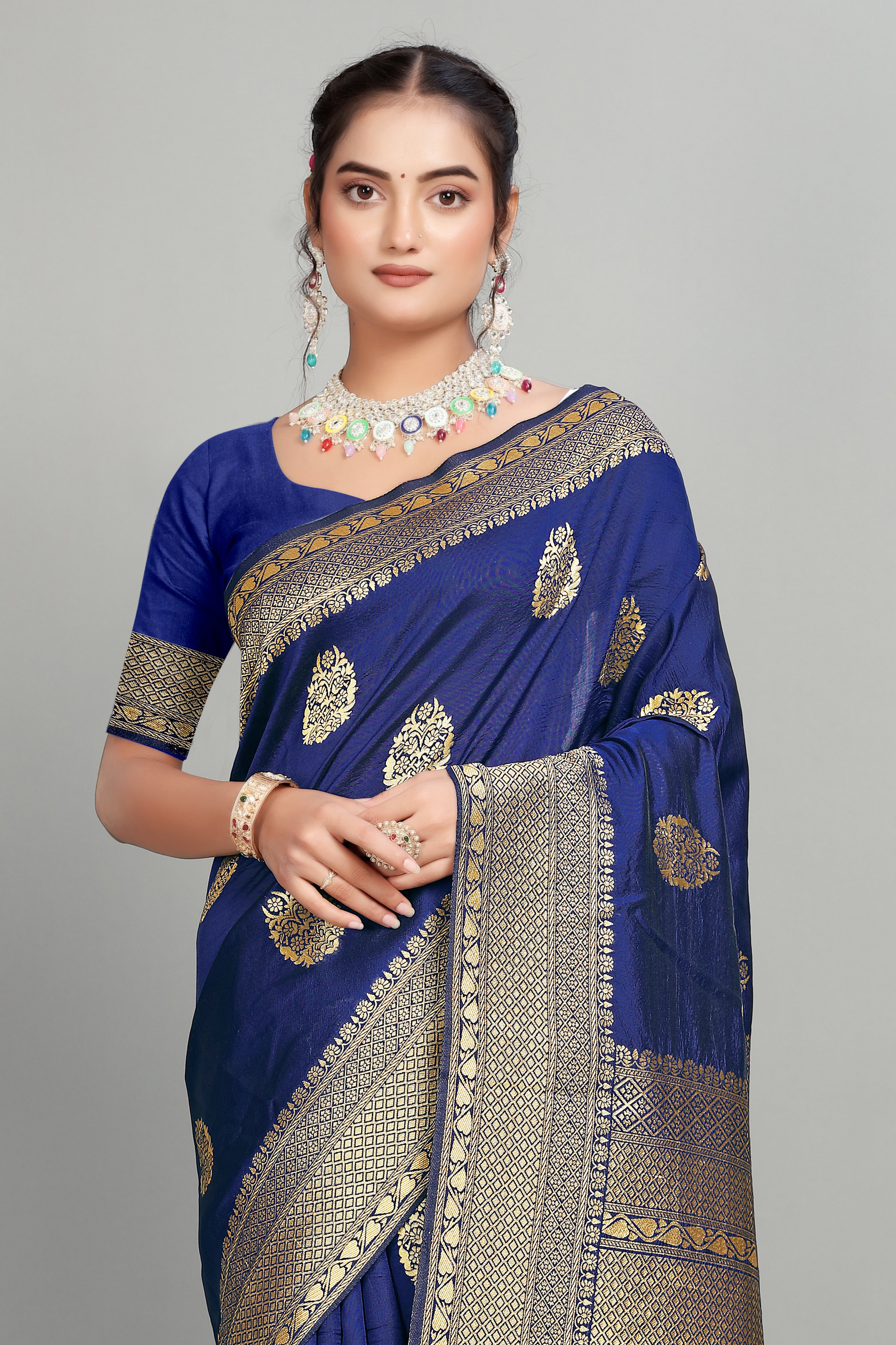 Blue Woven Banarasi Silk Saree