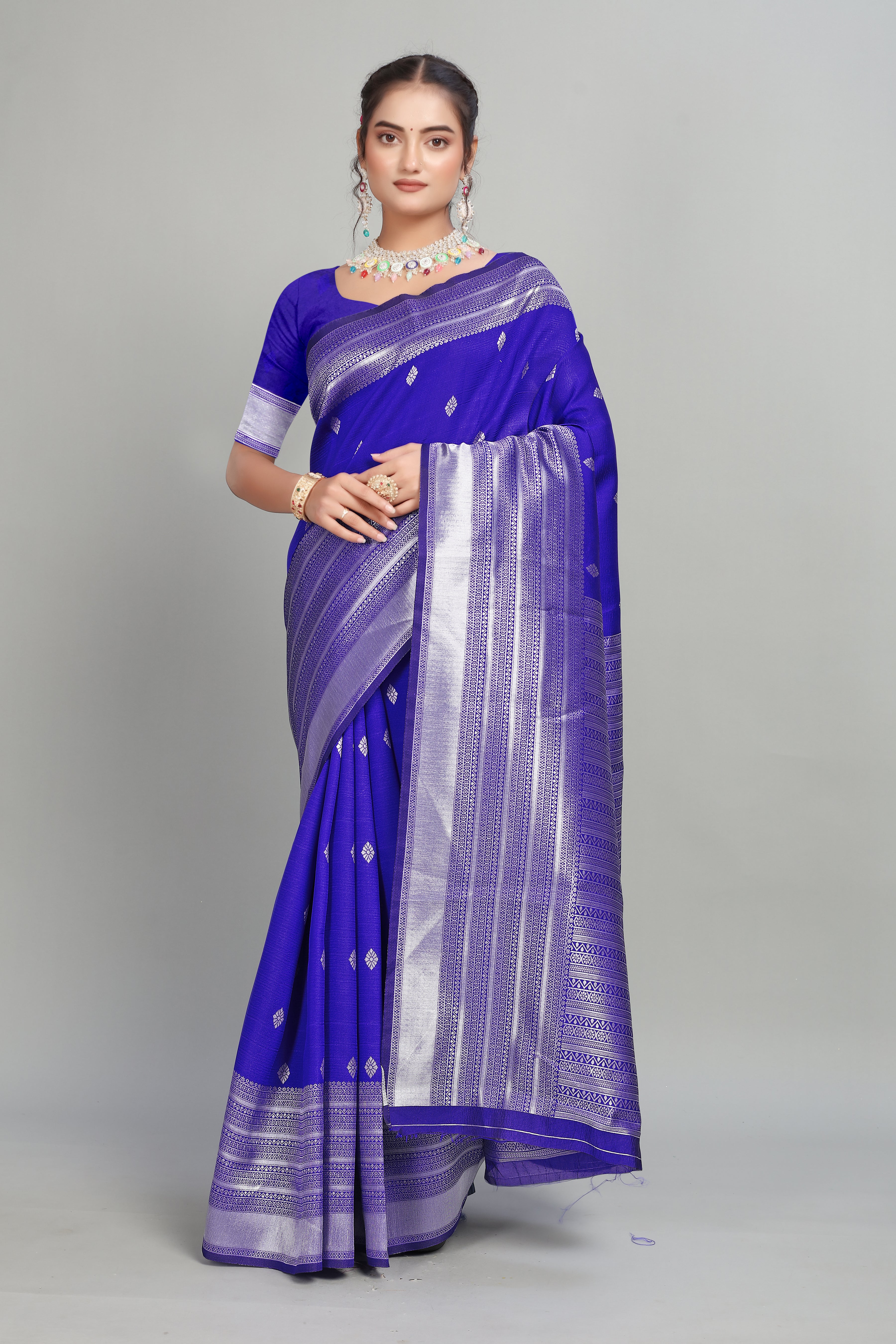 Royal Blue Woven Silk Saree