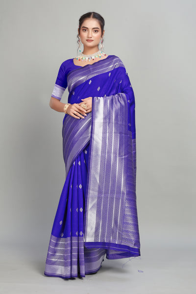 Royal Blue Woven Silk Saree
