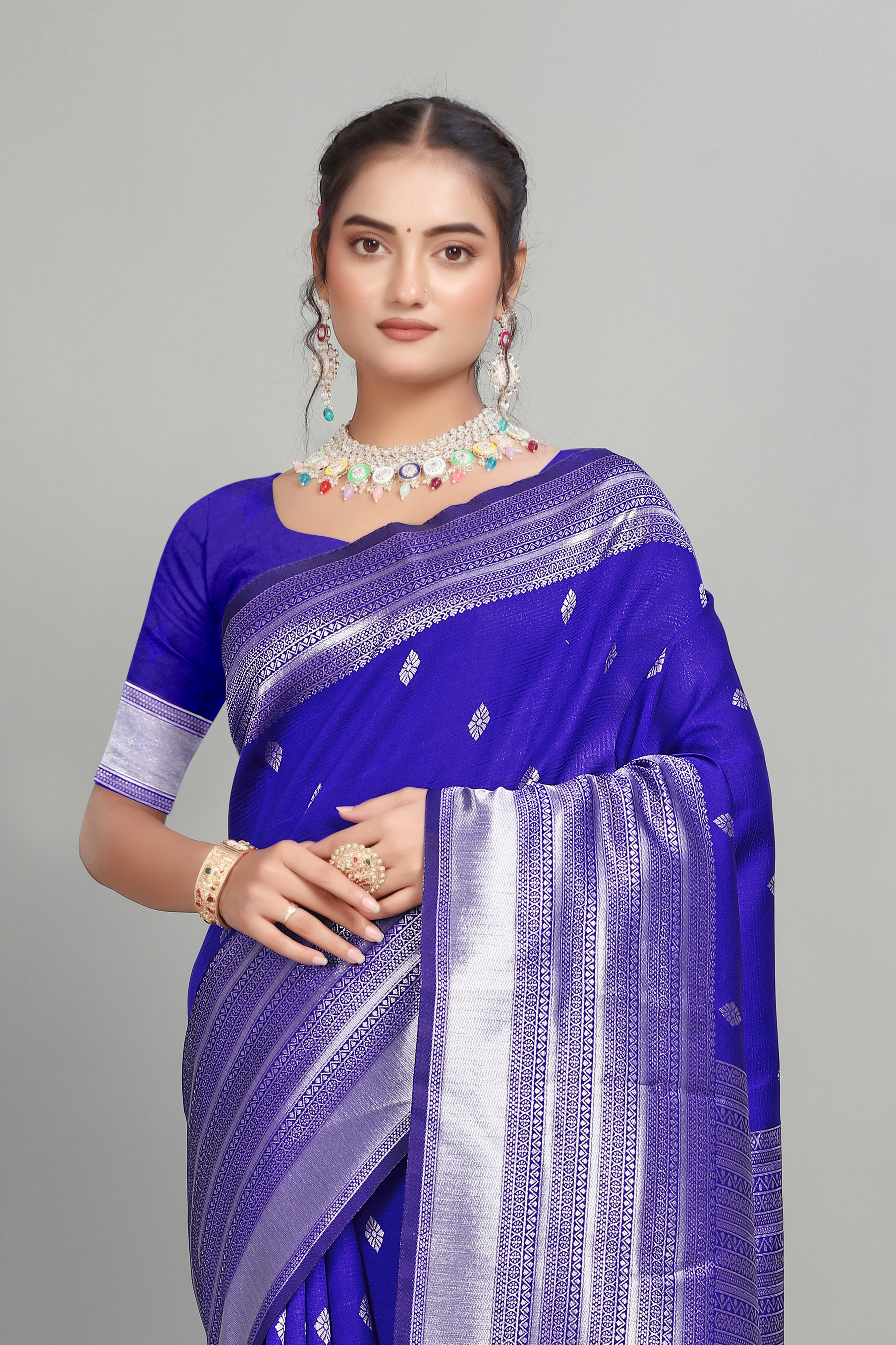Royal Blue Woven Silk Saree