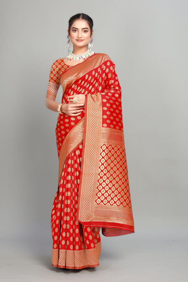 Red Woven Banarasi Silk Saree