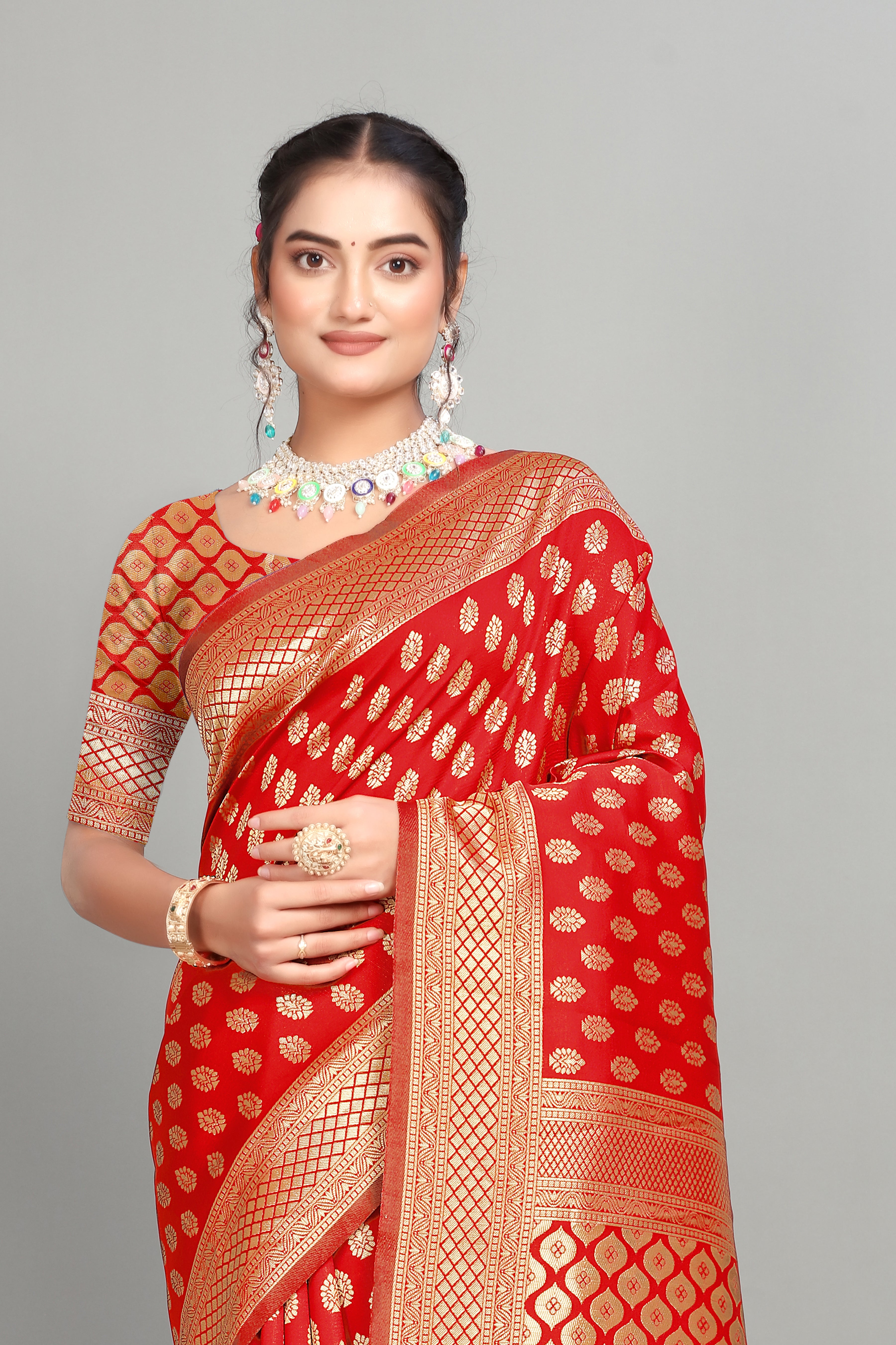 Red Woven Banarasi Silk Saree