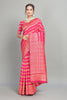 Pink Soft Lichi Silk Golden Striped Silk Saree