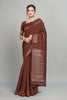 Brown Solid Woven Silk Saree