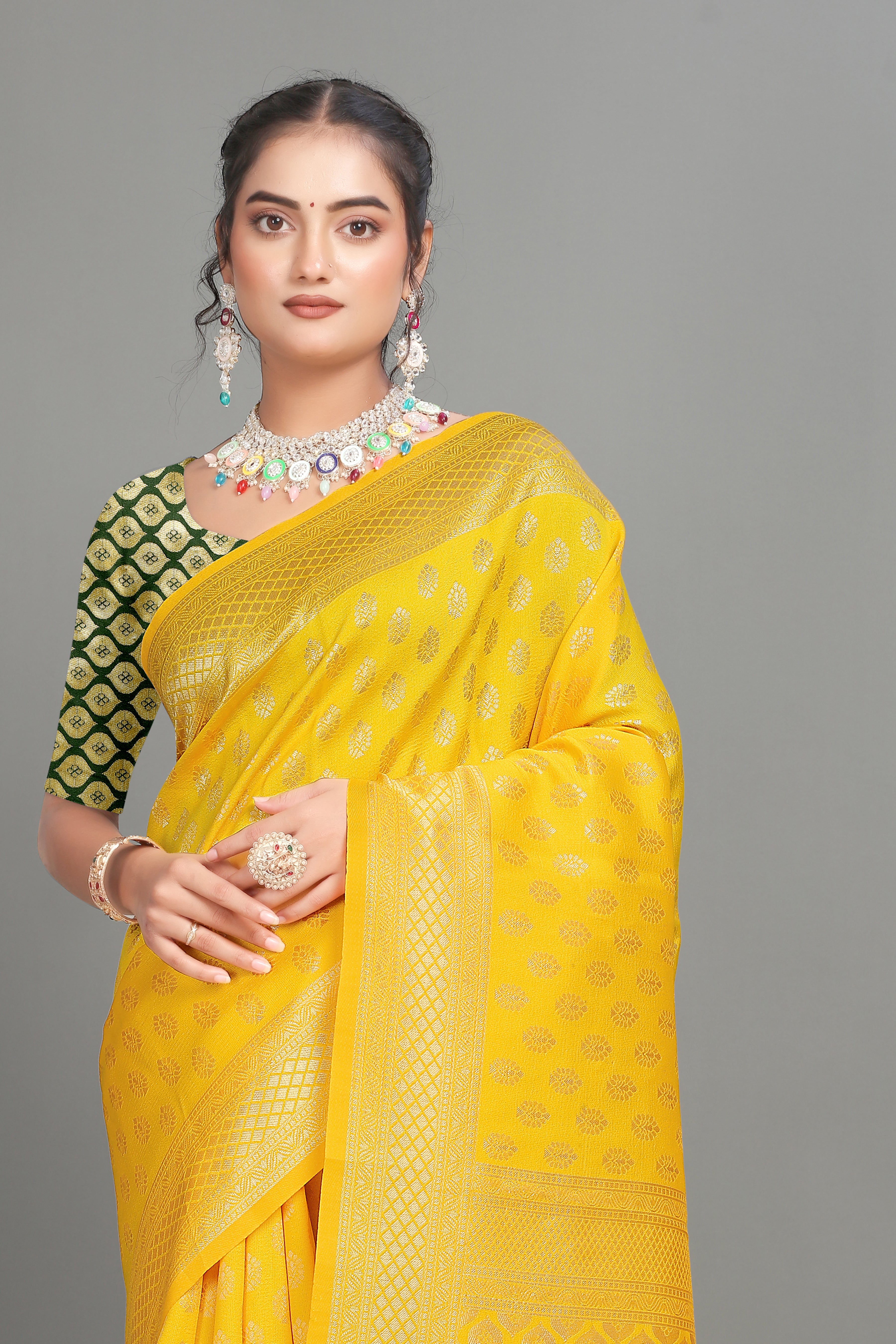 Yellow Woven Banarasi Silk Saree