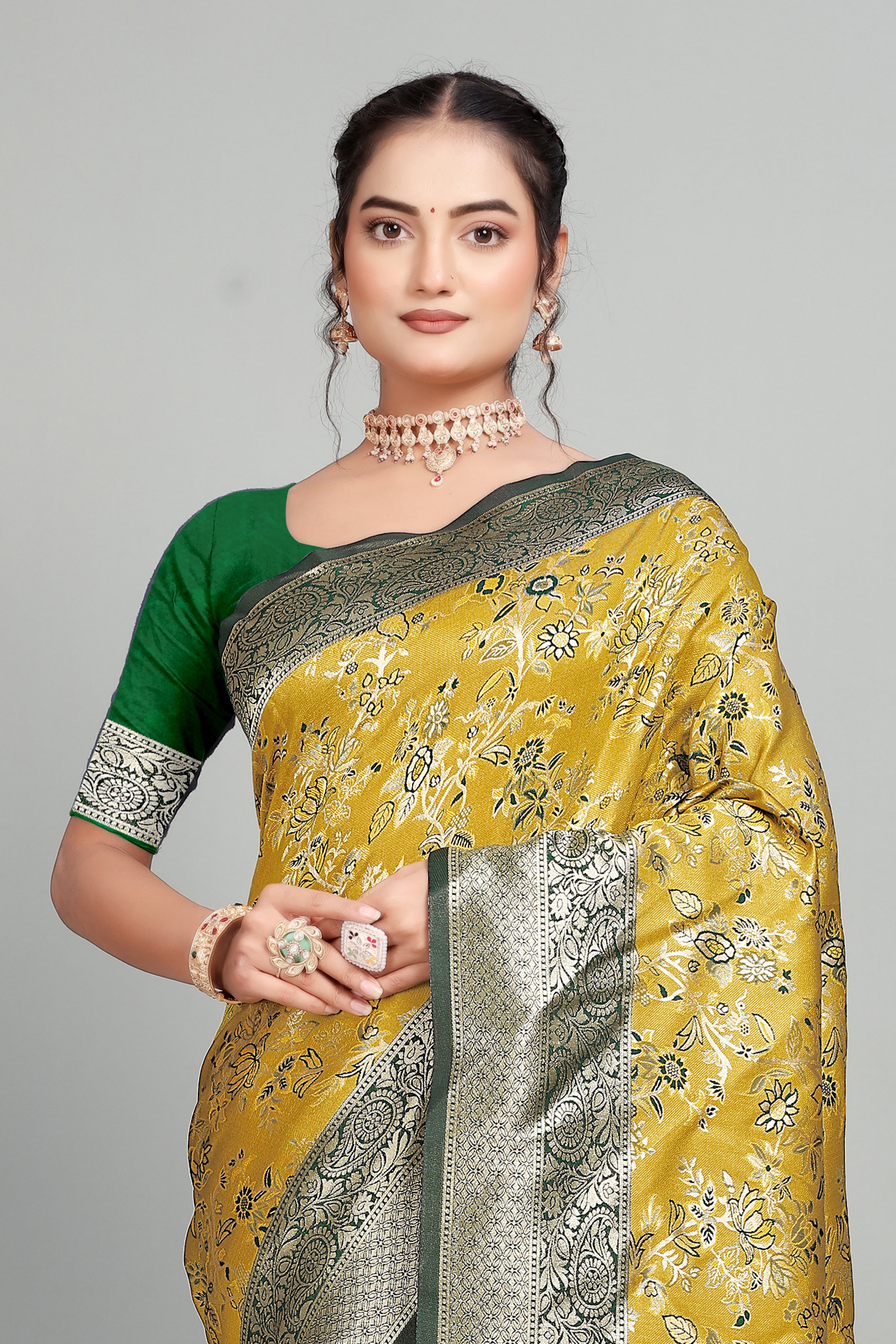 Yellow Woven Banarasi Silk Saree