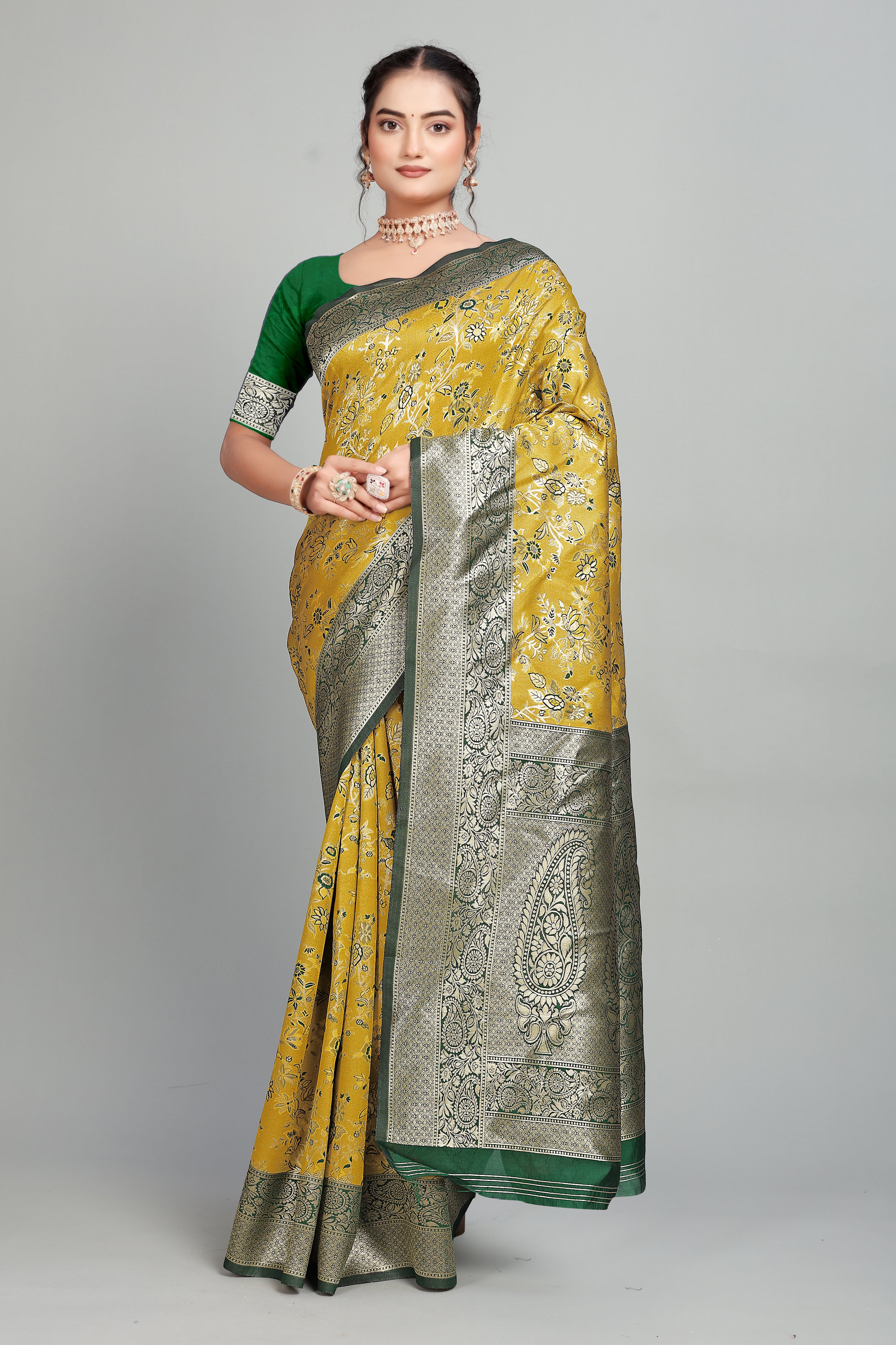 Yellow Woven Banarasi Silk Saree