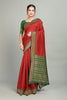 Red Solid Woven Silk Saree