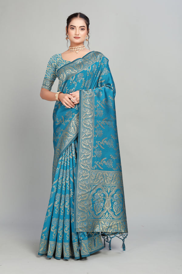 Rama Woven Silk Blend Saree