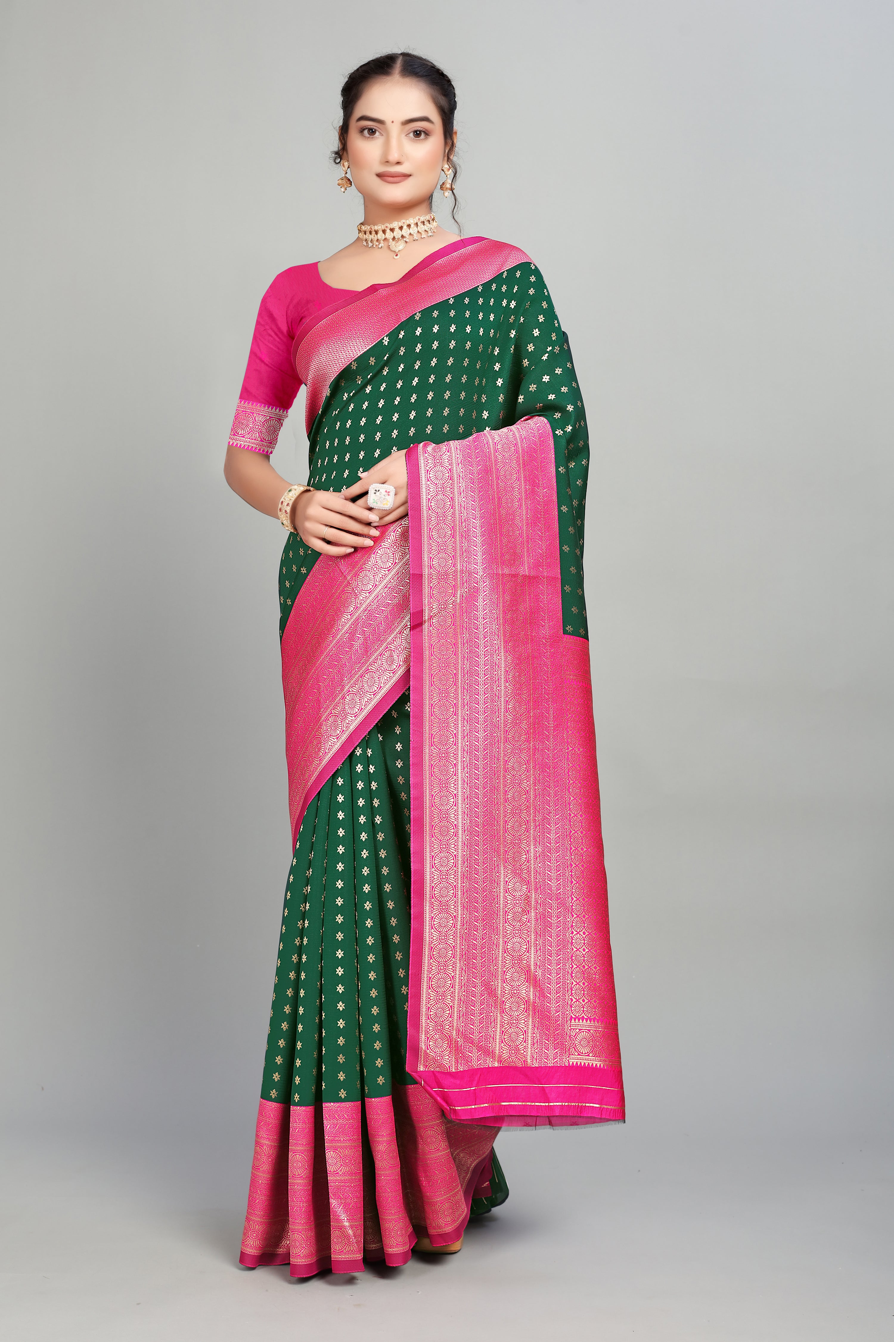 Bottle Green Silk Saree