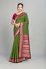 Green Solid Woven Silk Saree