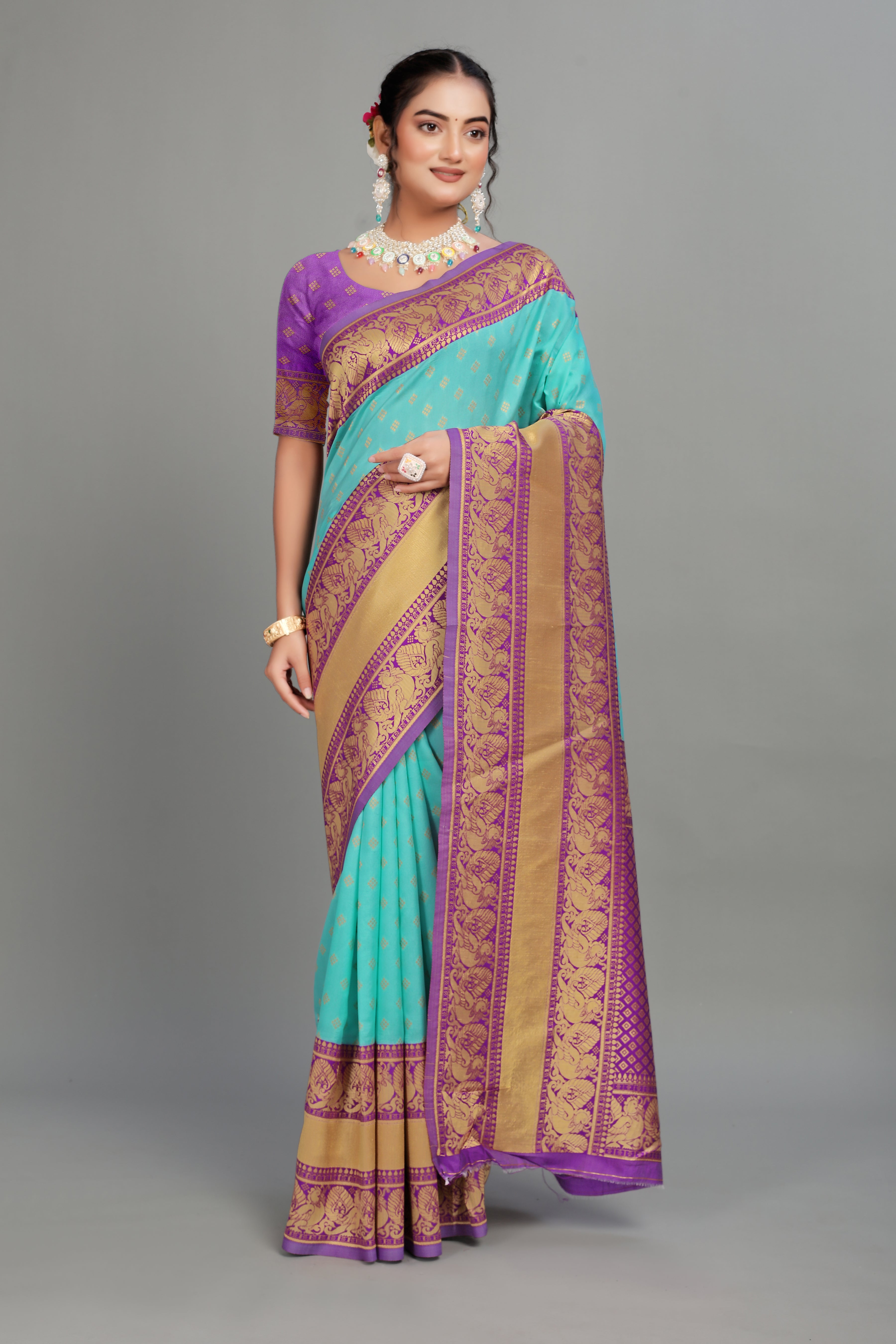 Blue Weaving Banarasi Silk Saree