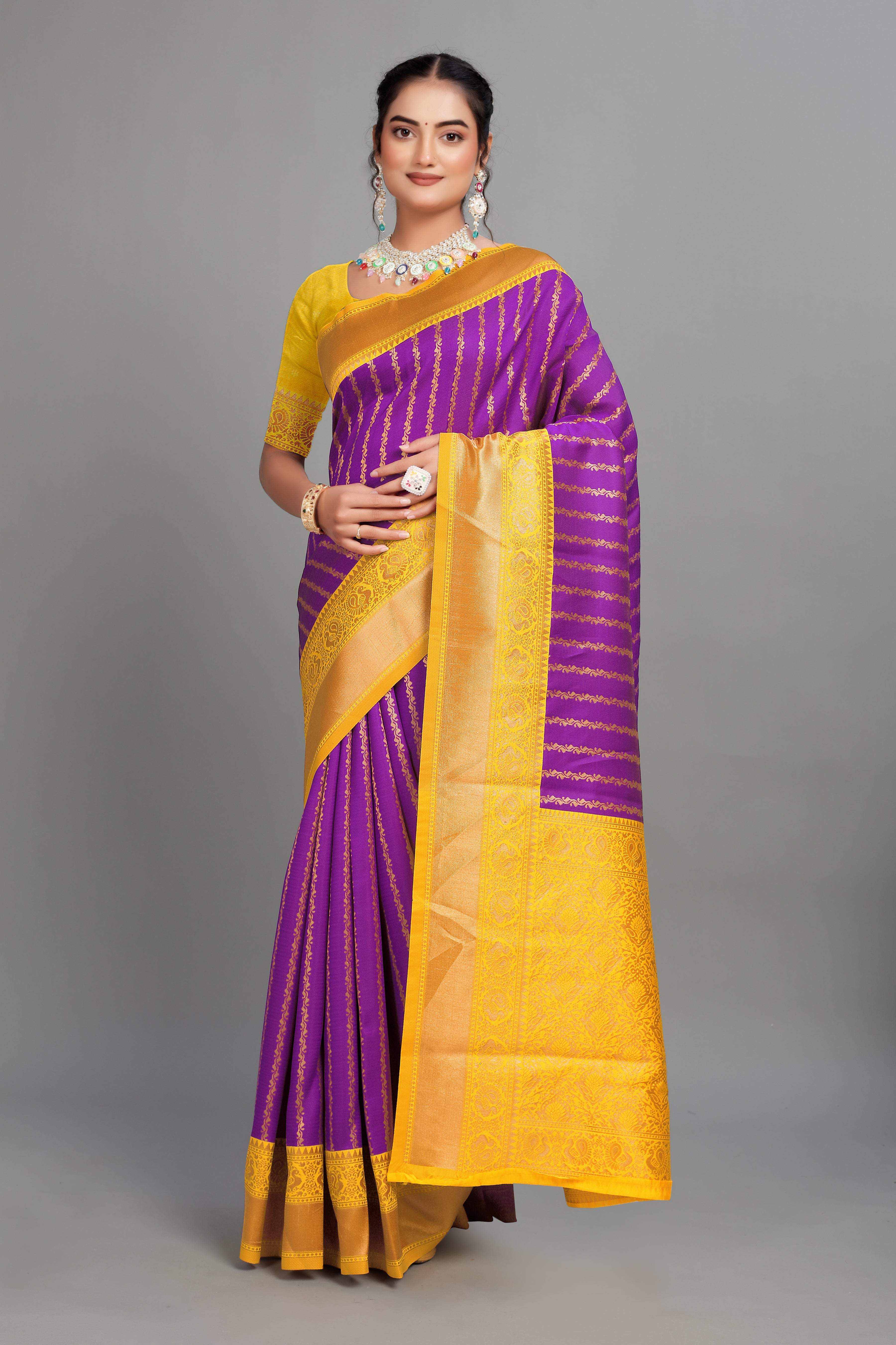 Purple Toned Woven Silk Saree