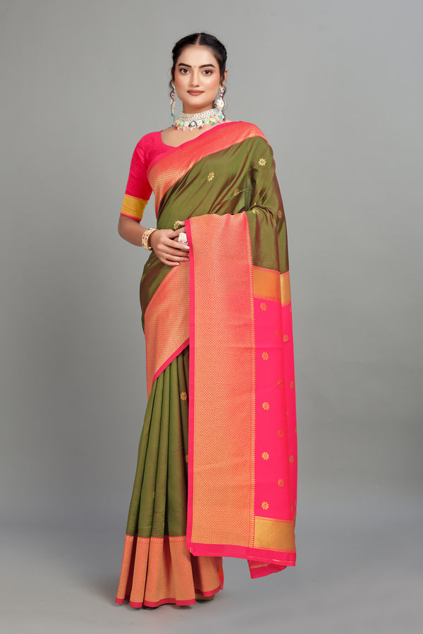 Two Toned Woven Silk Saree