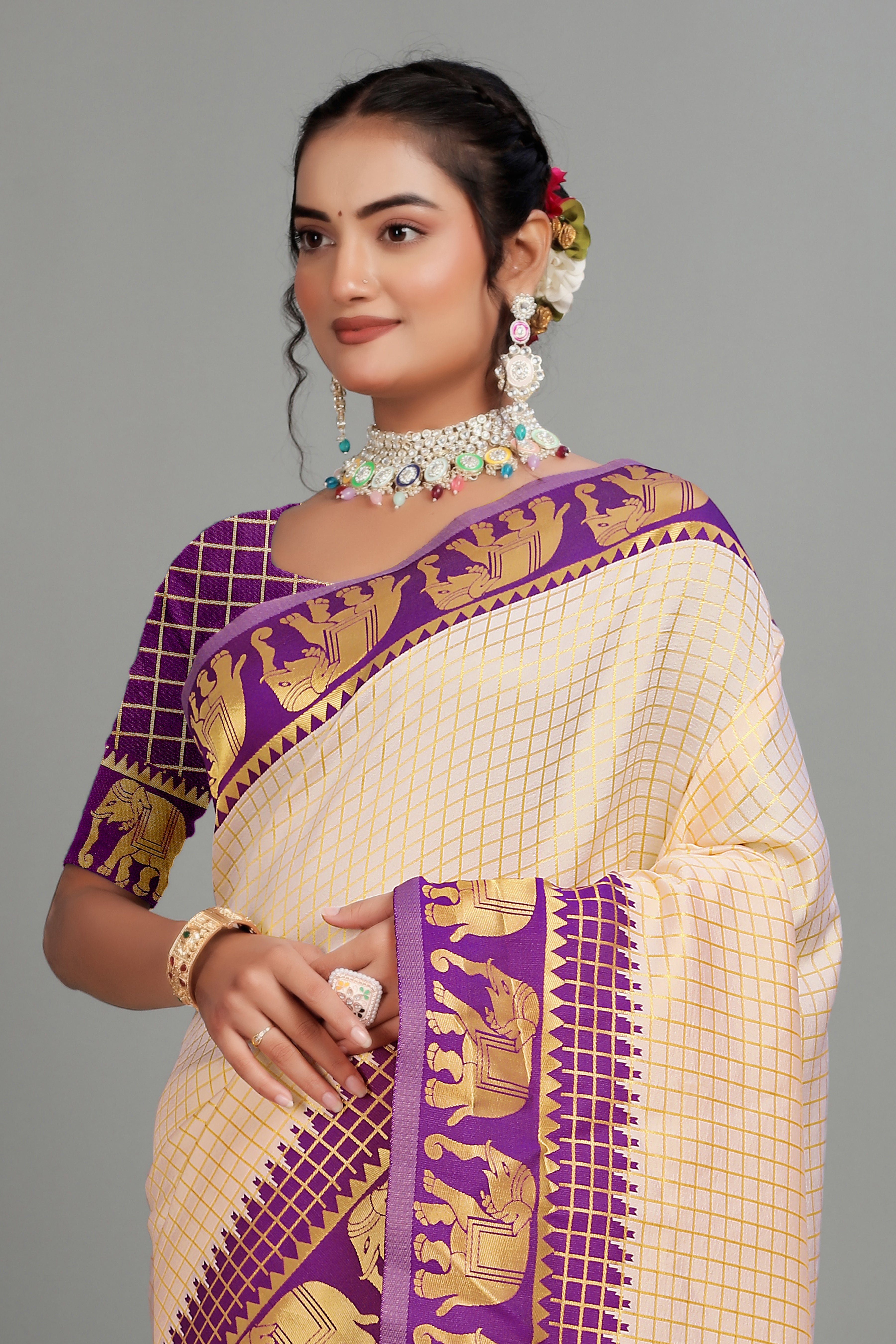 Purple Woven Banarasi Silk Saree