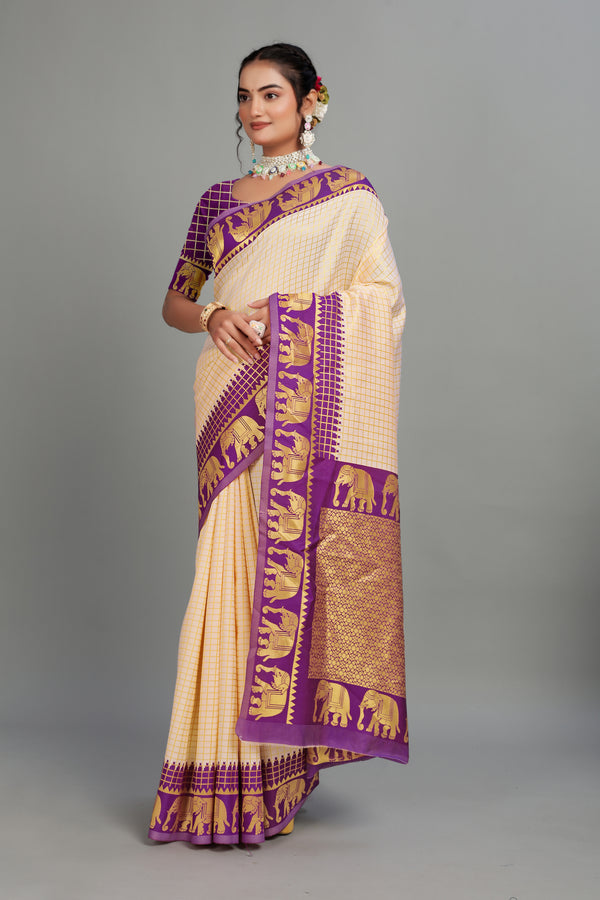 Purple Woven Banarasi Silk Saree