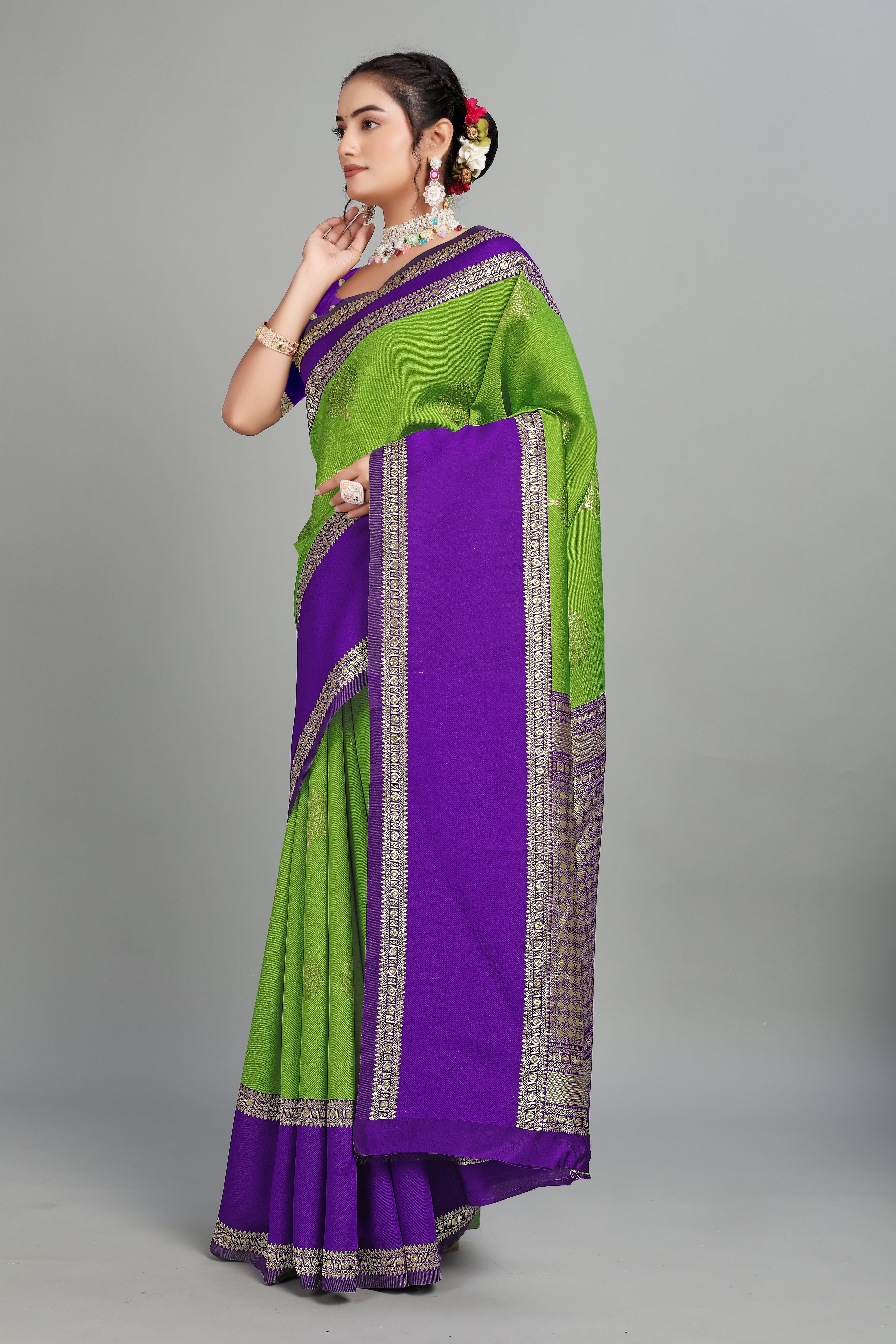 Olive Green Silk Saree