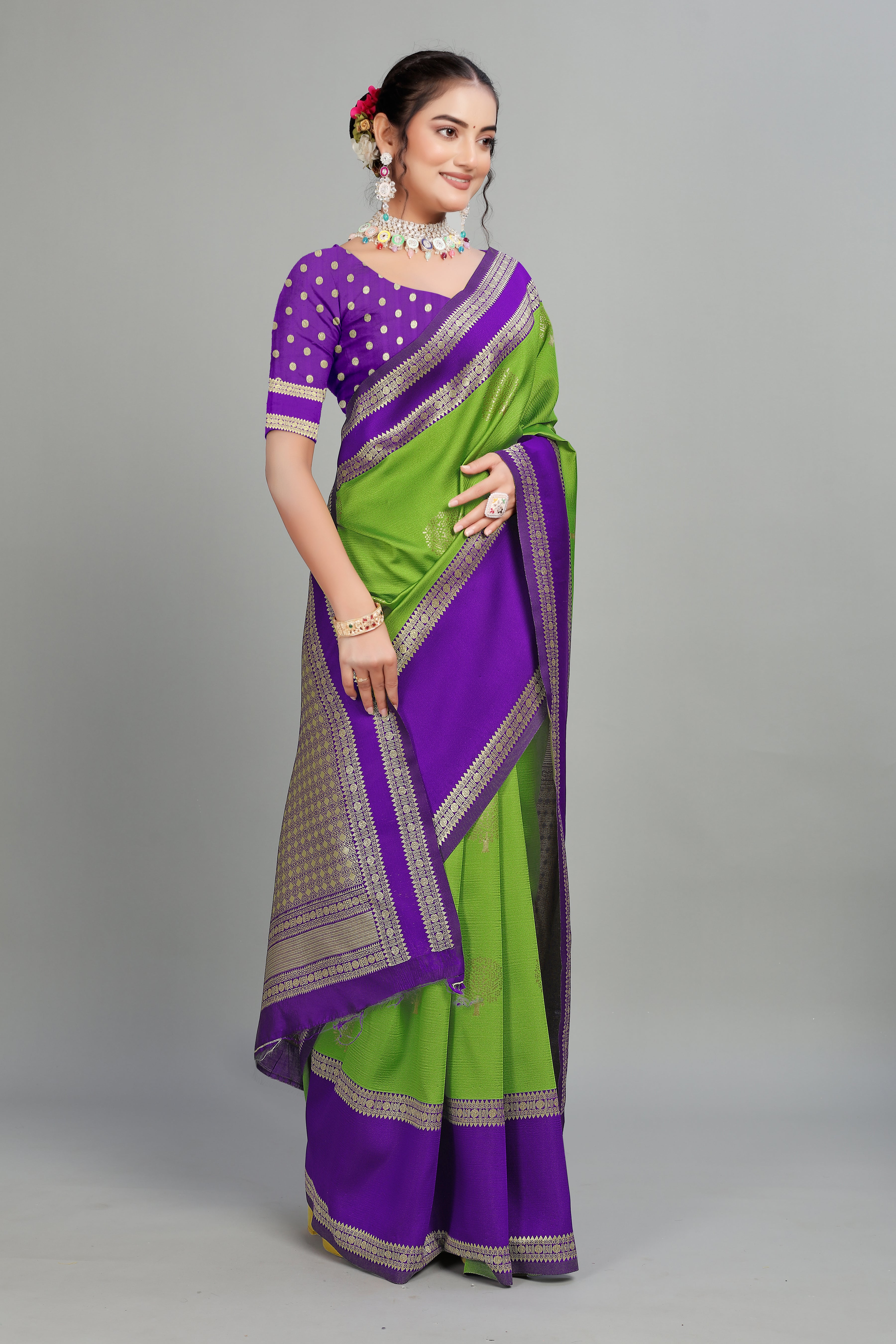 Olive Green Silk Saree