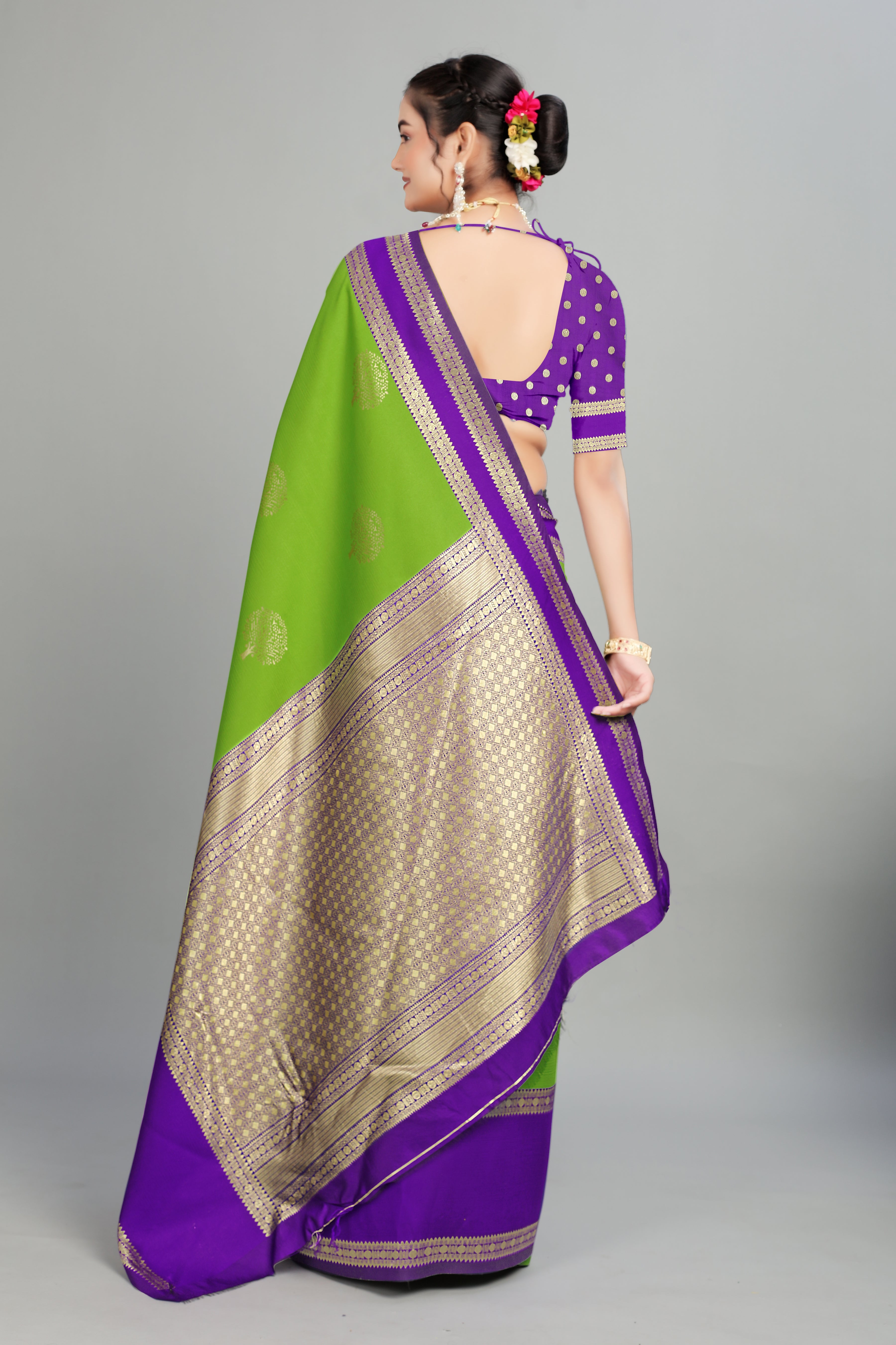 Olive Green Silk Saree