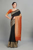 Orange-Black Cotton Silk Saree