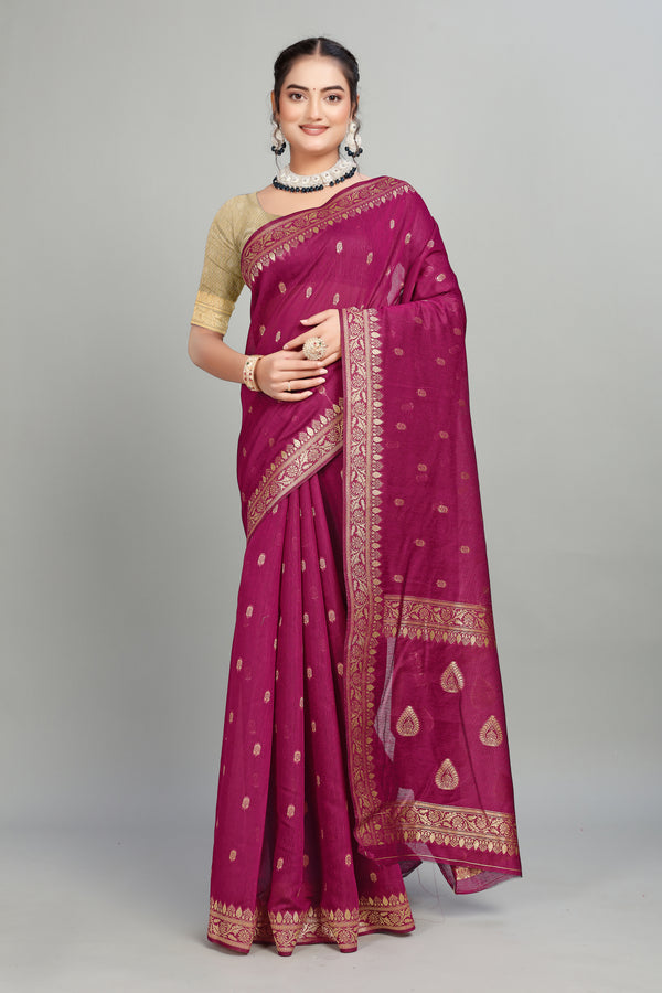 Wine Soft Lilan Slab Butti Print Casual Wear Saree