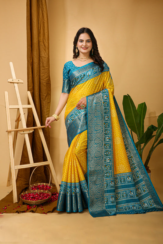 Soft Dola Cotton Elephant Print Casual wear Saree