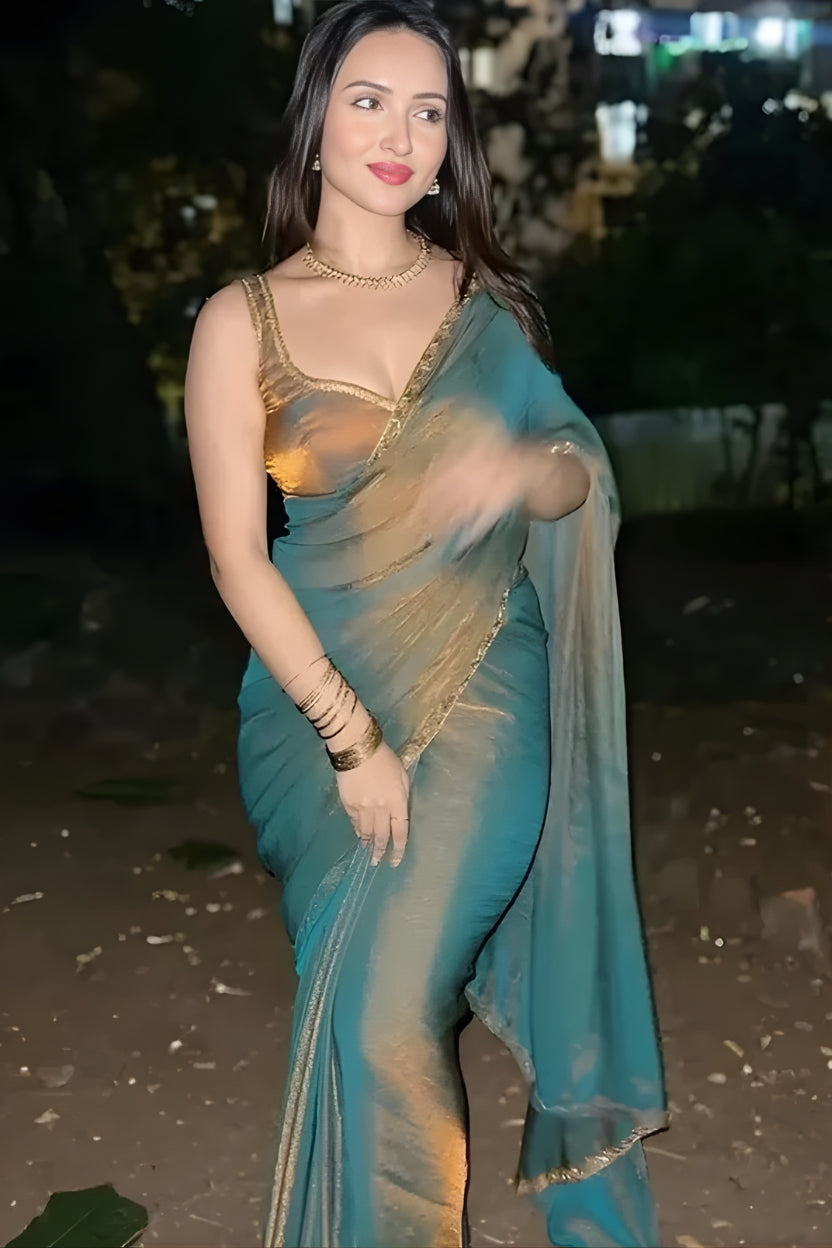 Blue Jimmy Choo Silk Saree