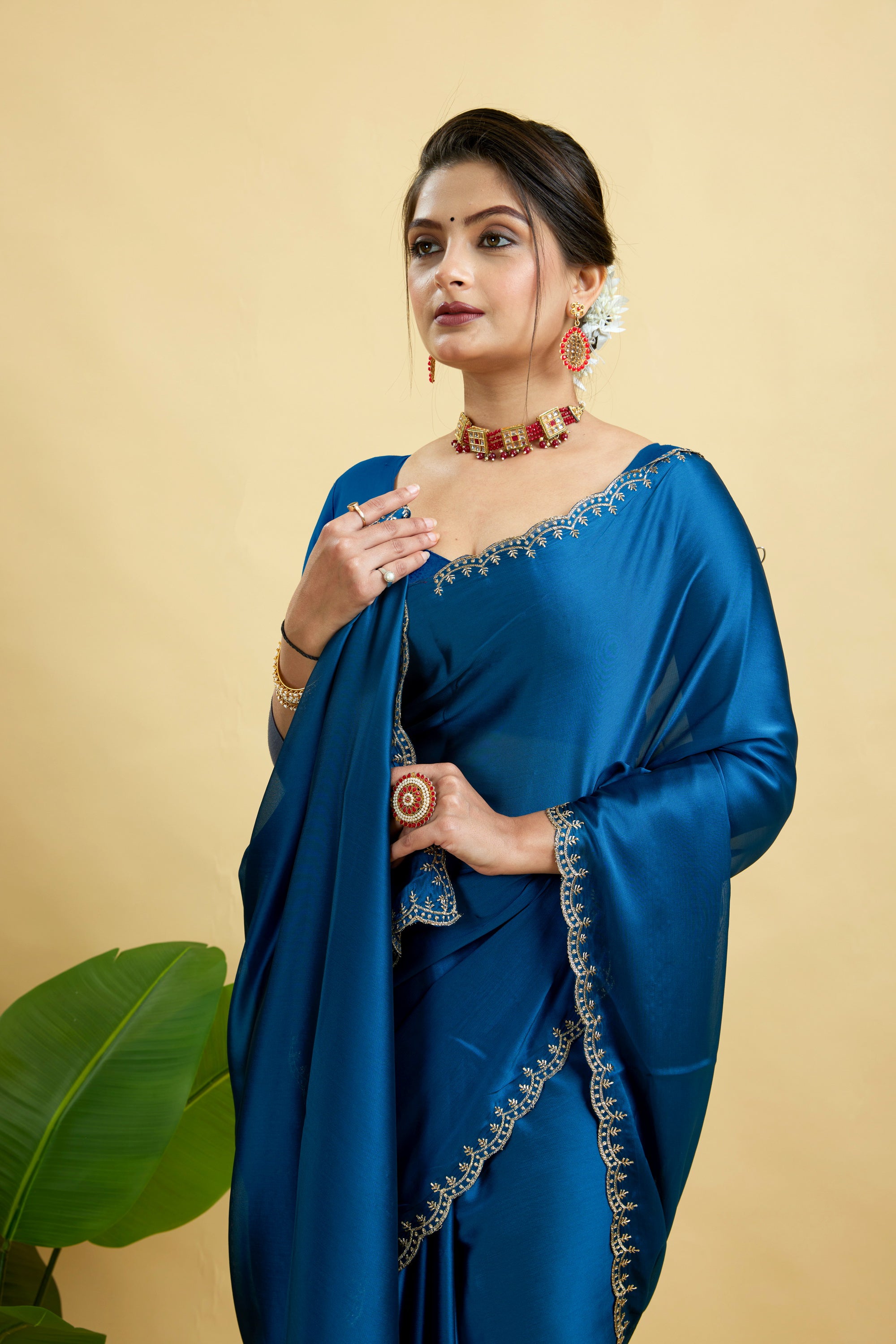 Rama Embroidered Rangoli Silk Saree