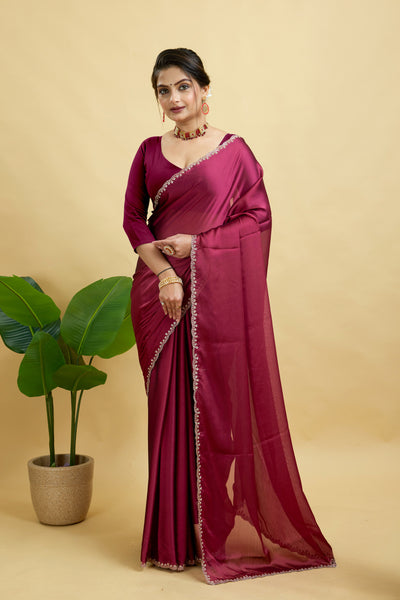 Red Embroidered Rangoli Silk Saree